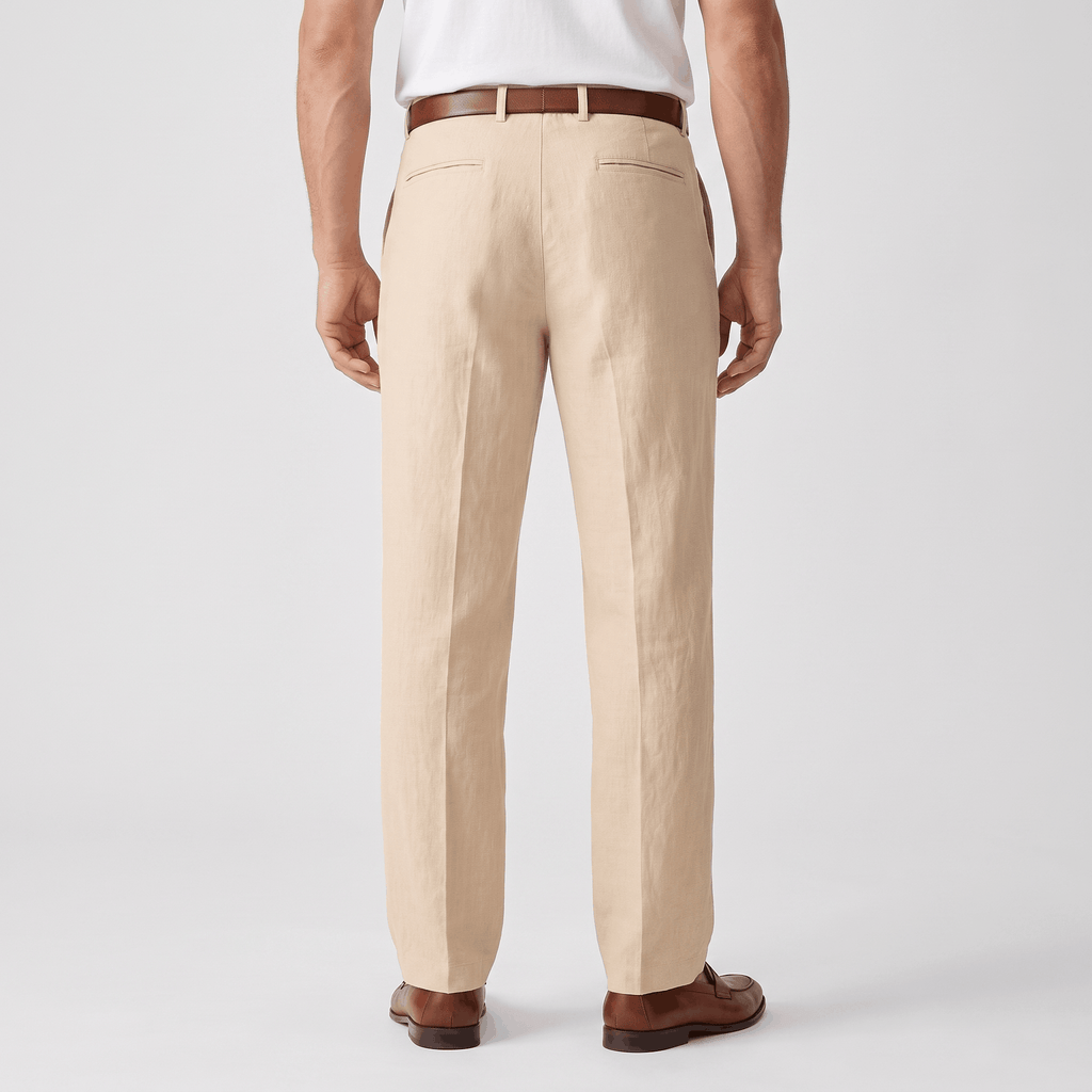 Marco Linen Blend Straight-Leg Pants – Flat Front Relaxed Summer Trousers