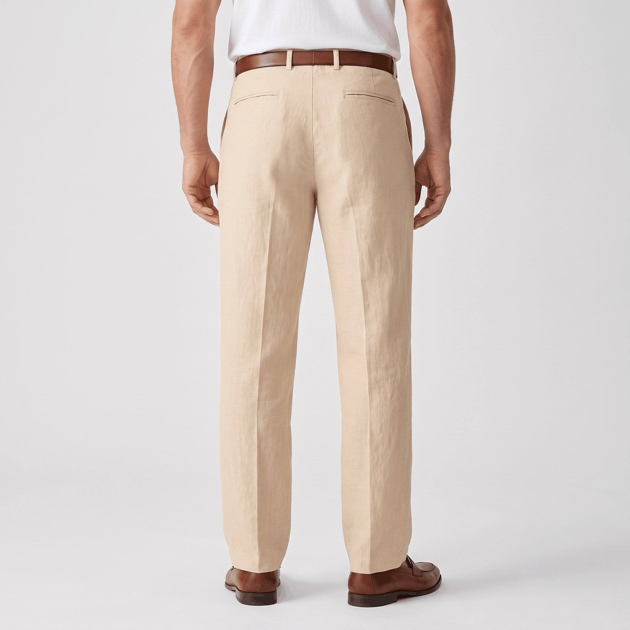 Marco Linen Blend Straight-Leg Pants – Flat Front Relaxed Summer Trousers