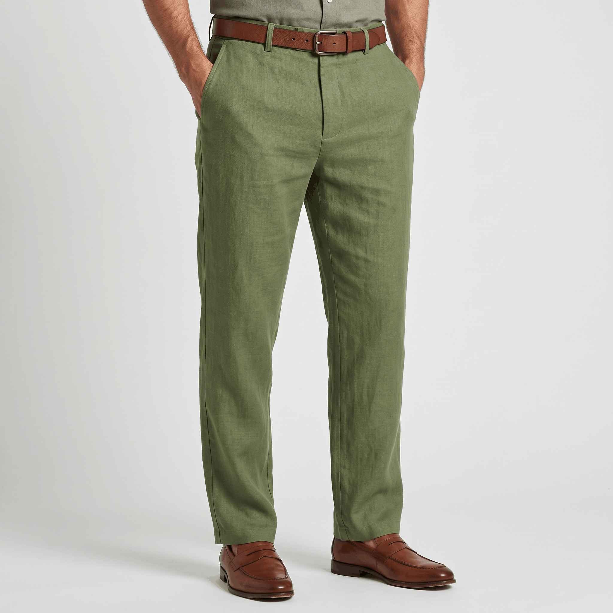 Marco Linen Blend Straight-Leg Pants – Flat Front Relaxed Summer Trousers