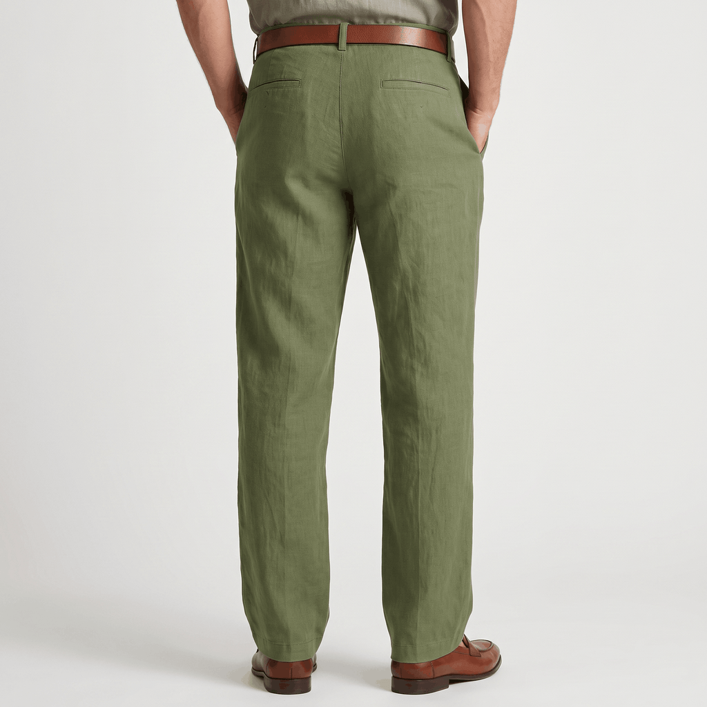 Marco Linen Blend Straight-Leg Pants – Flat Front Relaxed Summer Trousers