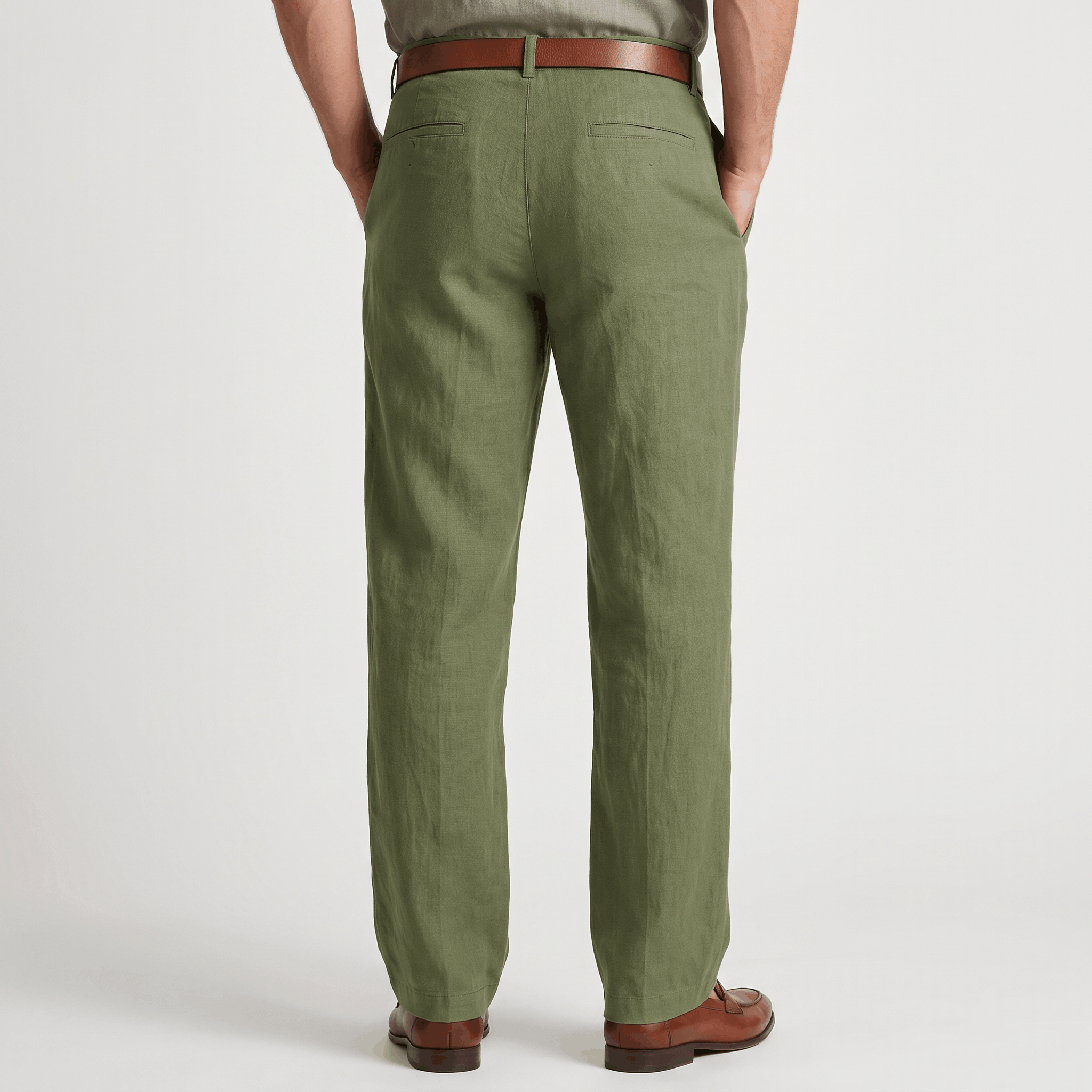 Marco Linen Blend Straight-Leg Pants – Flat Front Relaxed Summer Trousers