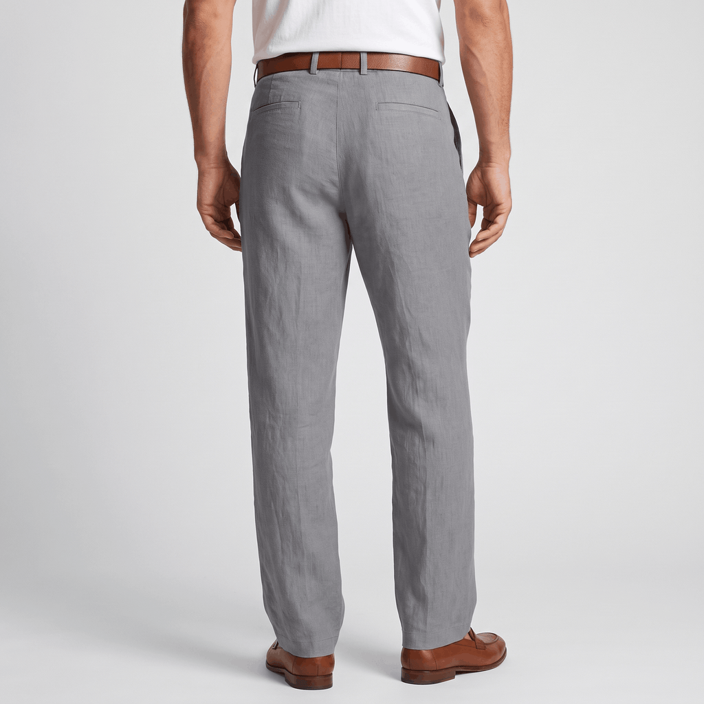Marco Linen Blend Straight-Leg Pants – Flat Front Relaxed Summer Trousers