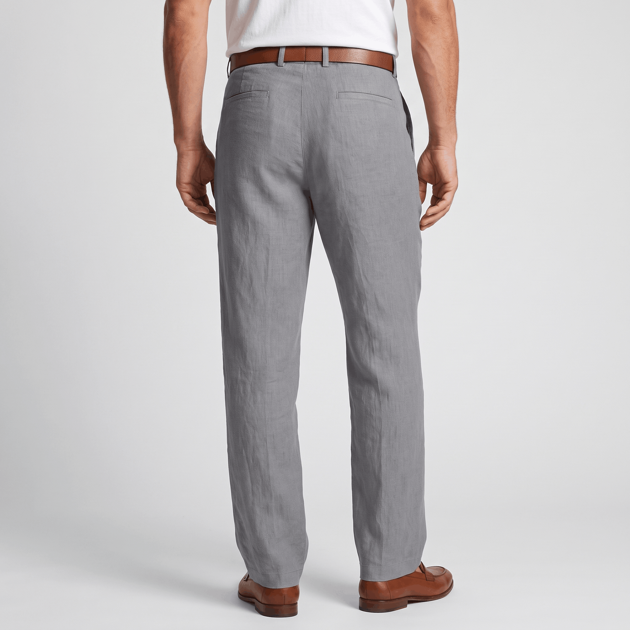 Marco Linen Blend Straight-Leg Pants – Flat Front Relaxed Summer Trousers