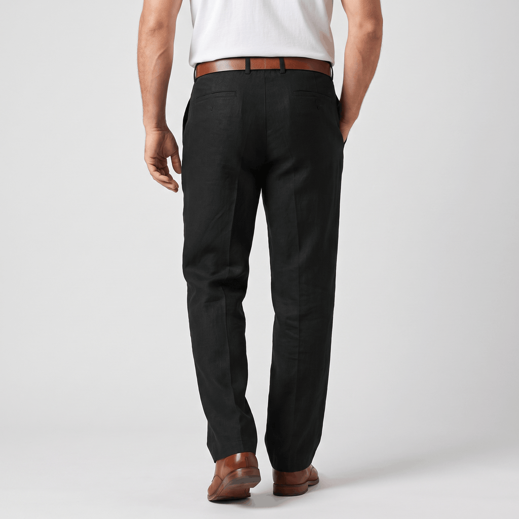 Marco Linen Blend Straight-Leg Pants – Flat Front Relaxed Summer Trousers