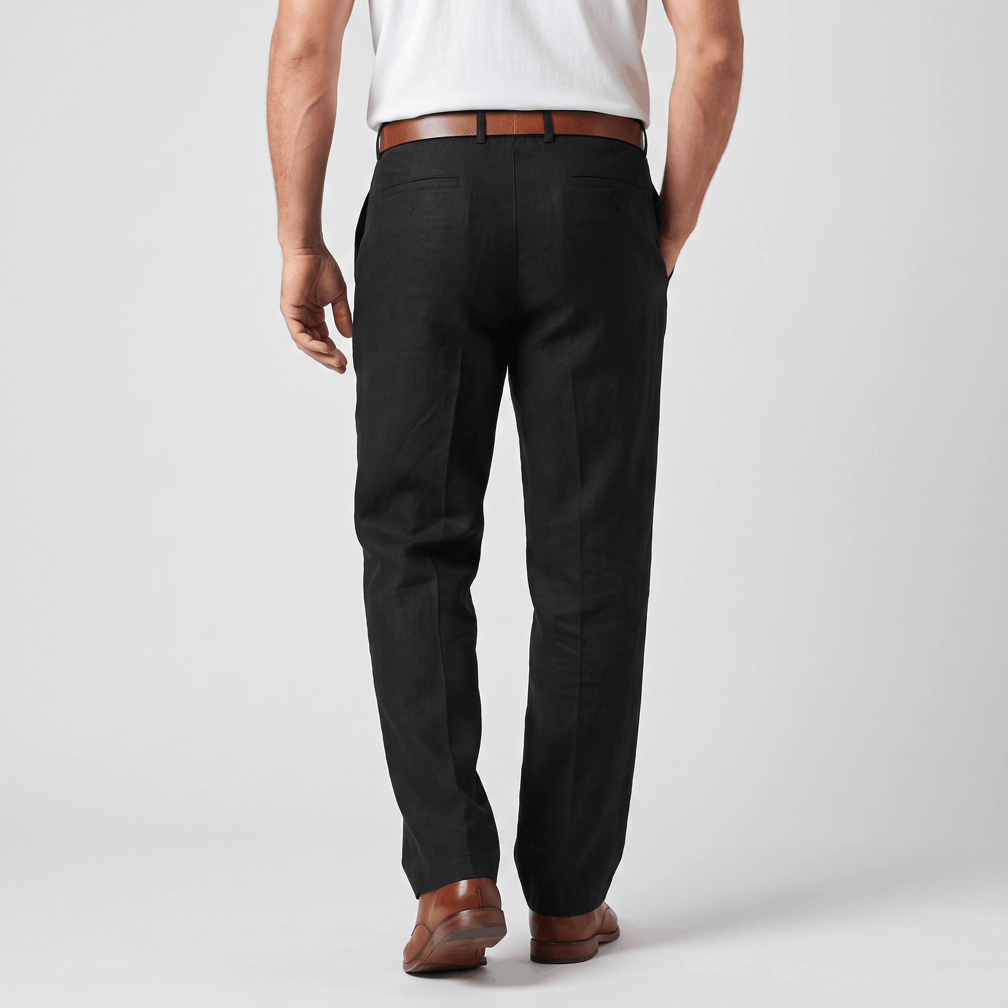 Marco Linen Blend Straight-Leg Pants – Flat Front Relaxed Summer Trousers