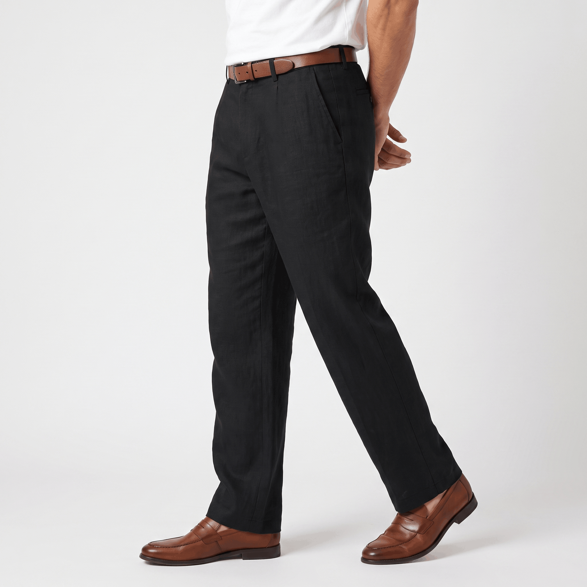 Marco Linen Blend Straight-Leg Pants – Flat Front Relaxed Summer Trousers