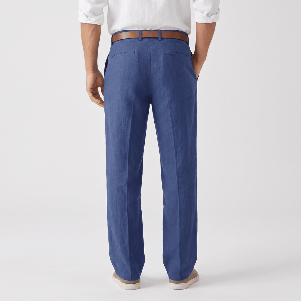 Marco Linen Blend Straight-Leg Pants – Flat Front Relaxed Summer Trousers