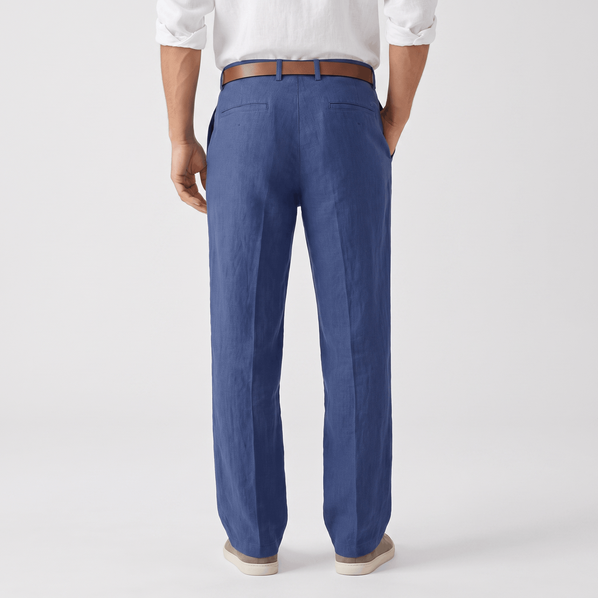 Marco Linen Blend Straight-Leg Pants – Flat Front Relaxed Summer Trousers