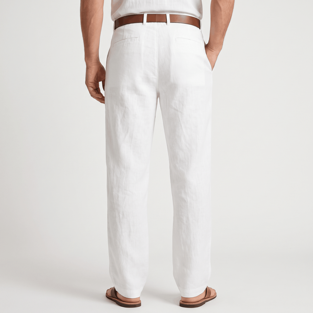Marco Linen Blend Straight-Leg Pants – Flat Front Relaxed Summer Trousers