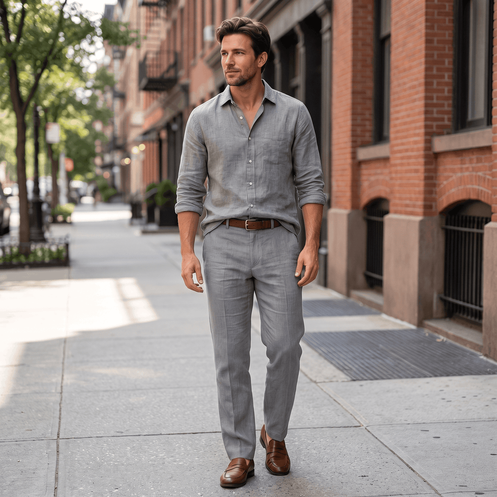 Marco Linen Blend Straight-Leg Pants – Flat Front Relaxed Summer Trousers