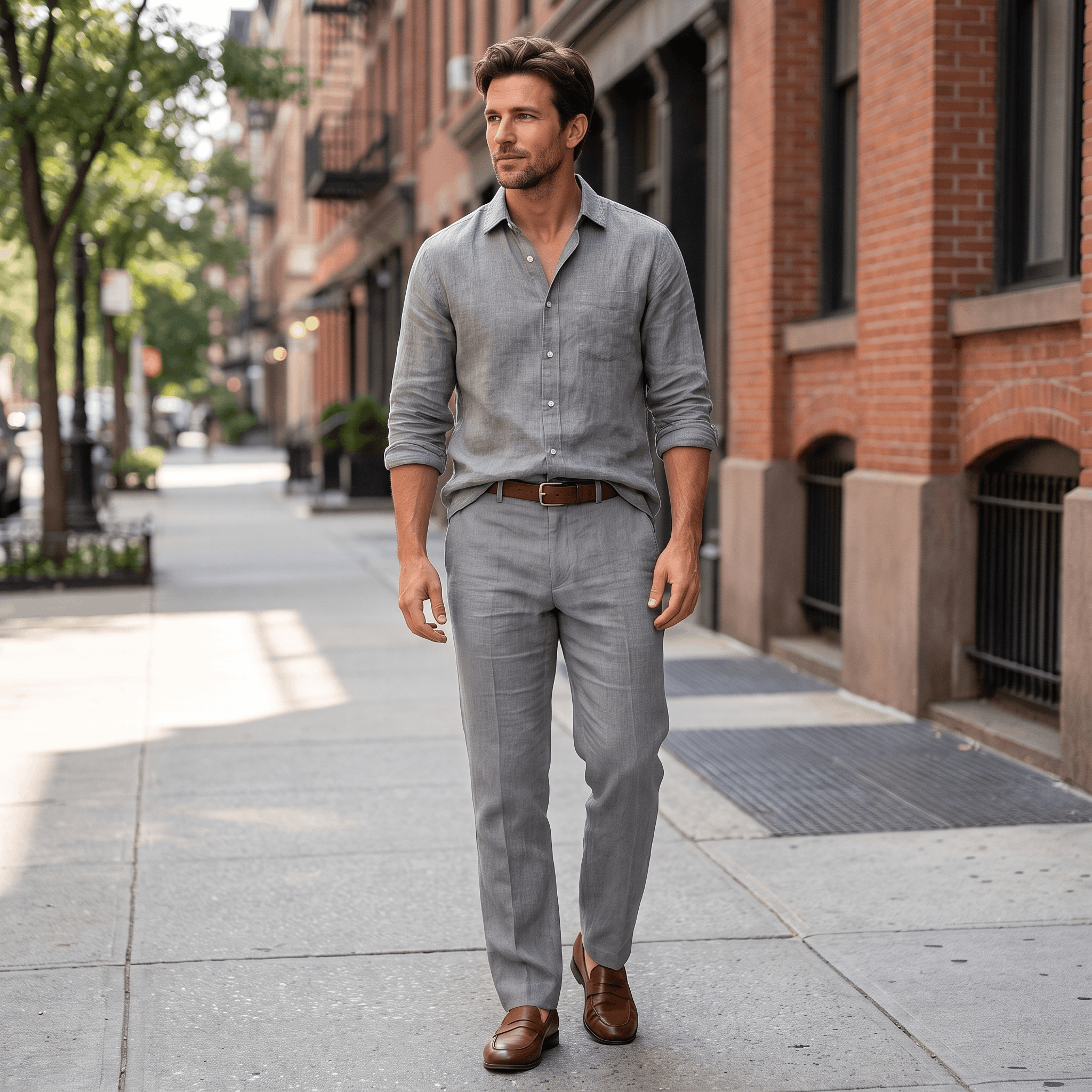 Marco Linen Blend Straight-Leg Pants – Flat Front Relaxed Summer Trousers