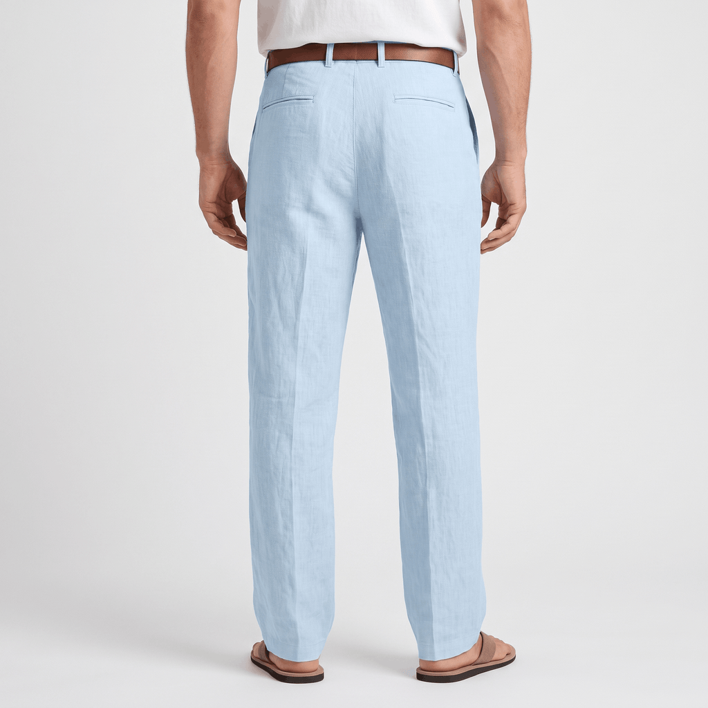 Marco Linen Blend Straight-Leg Pants – Flat Front Relaxed Summer Trousers