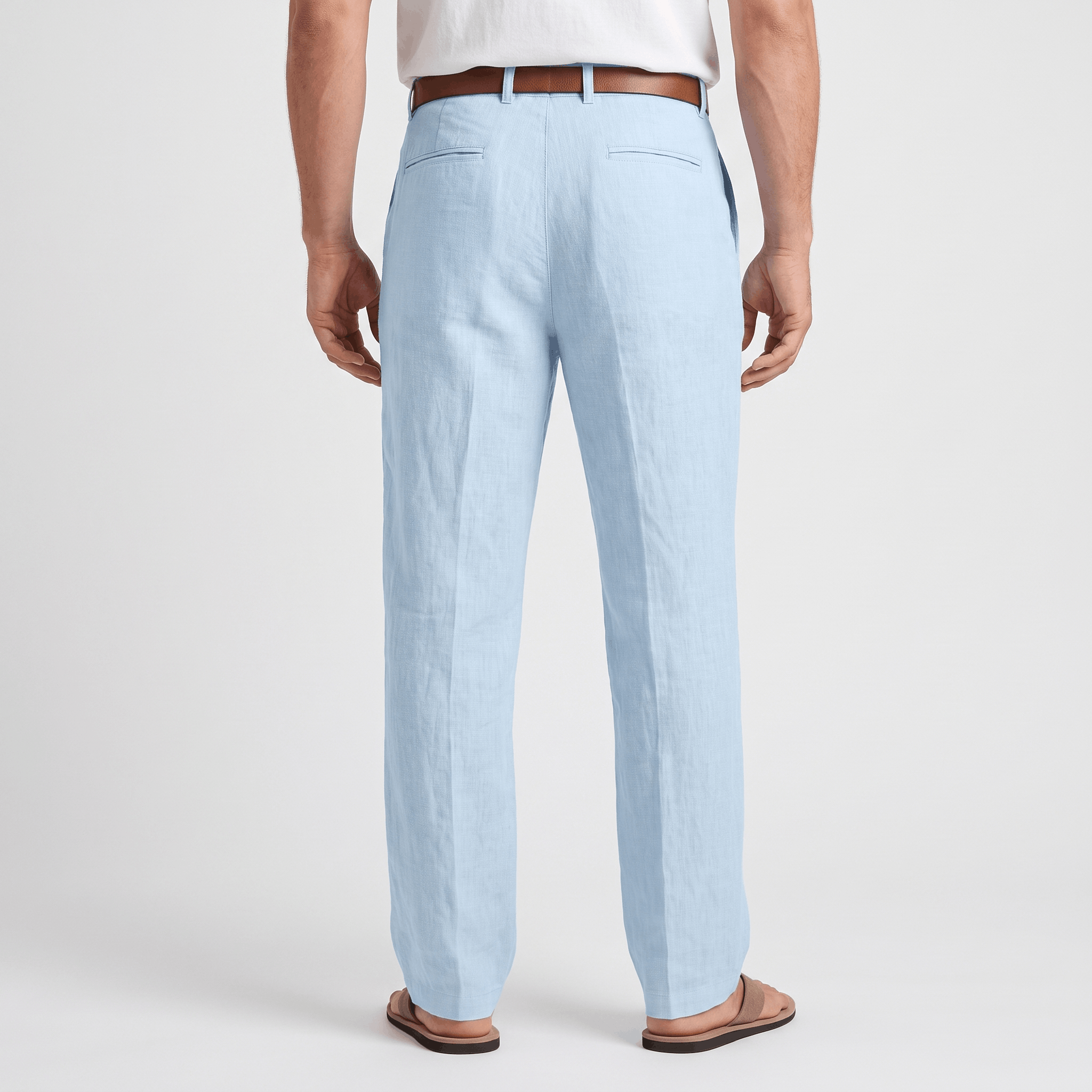 Marco Linen Blend Straight-Leg Pants – Flat Front Relaxed Summer Trousers