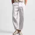 Romano Linen Blend Cuffed Pants – Tapered Relaxed Ankle Trousers