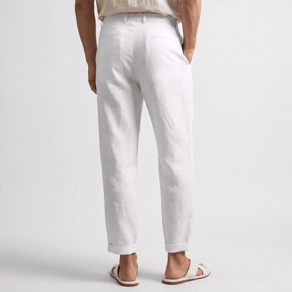 Romano Linen Blend Cuffed Pants – Tapered Relaxed Ankle Trousers