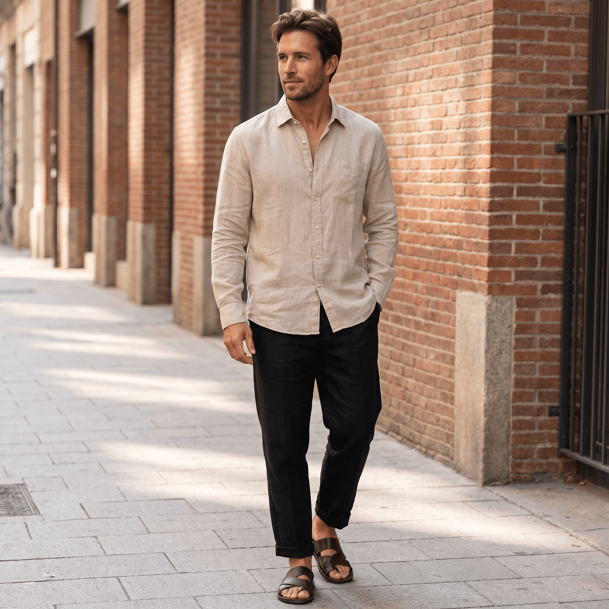 Romano Linen Blend Cuffed Pants – Tapered Relaxed Ankle Trousers