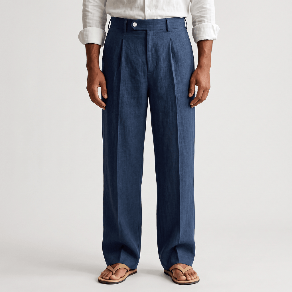 Darian Linen Pleated Pants – Relaxed Wide-Leg Fit