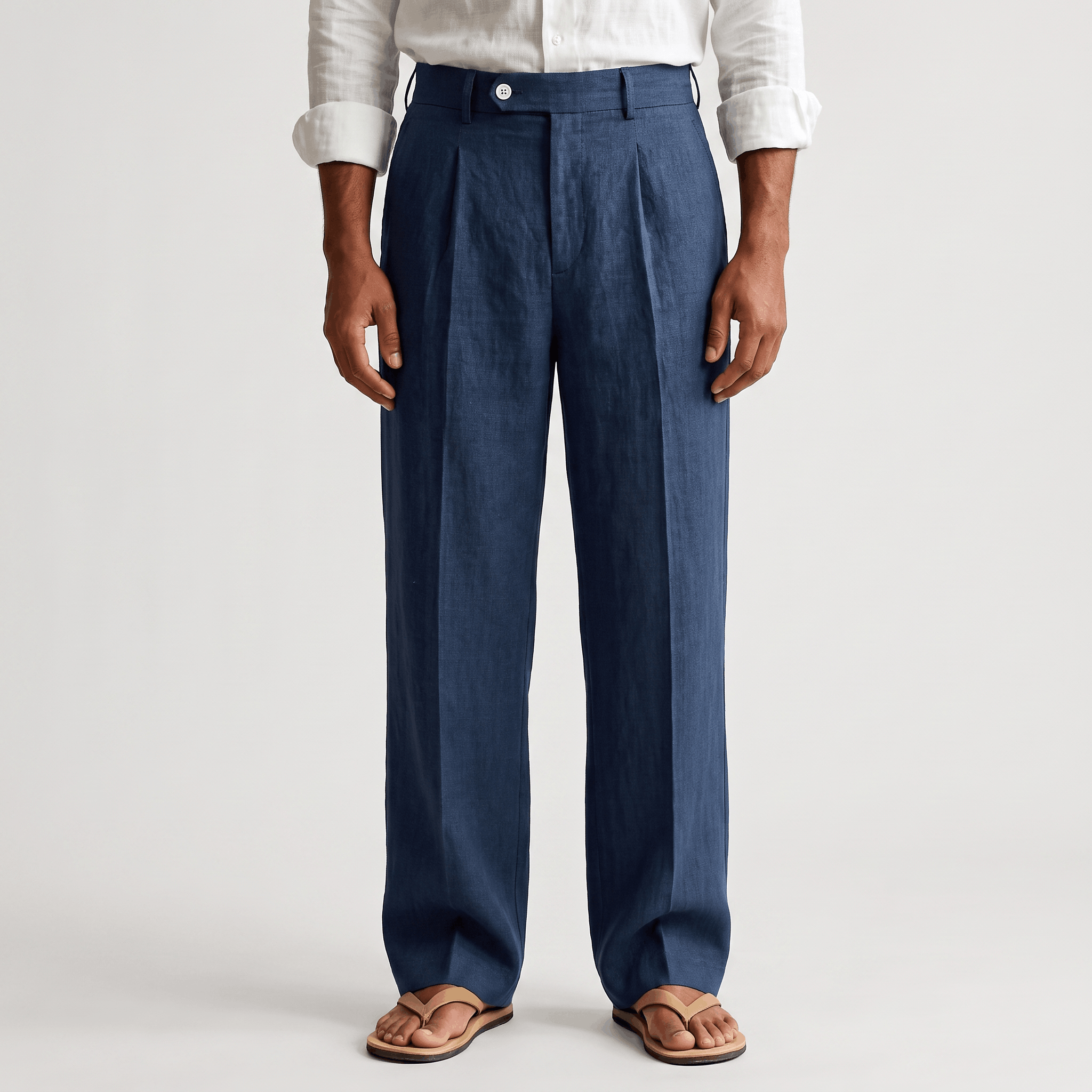 Darian Linen Pleated Pants – Relaxed Wide-Leg Fit