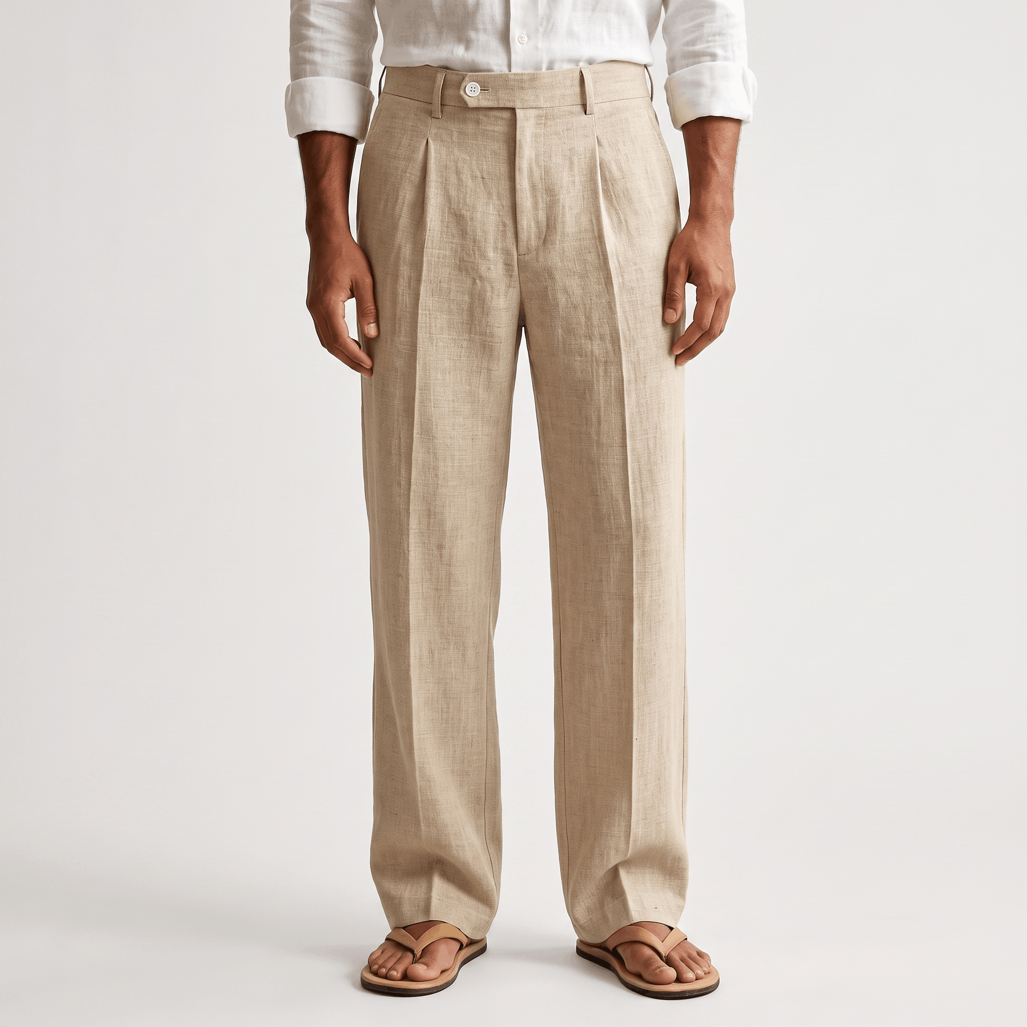 Darian Linen Pleated Pants – Relaxed Wide-Leg Fit