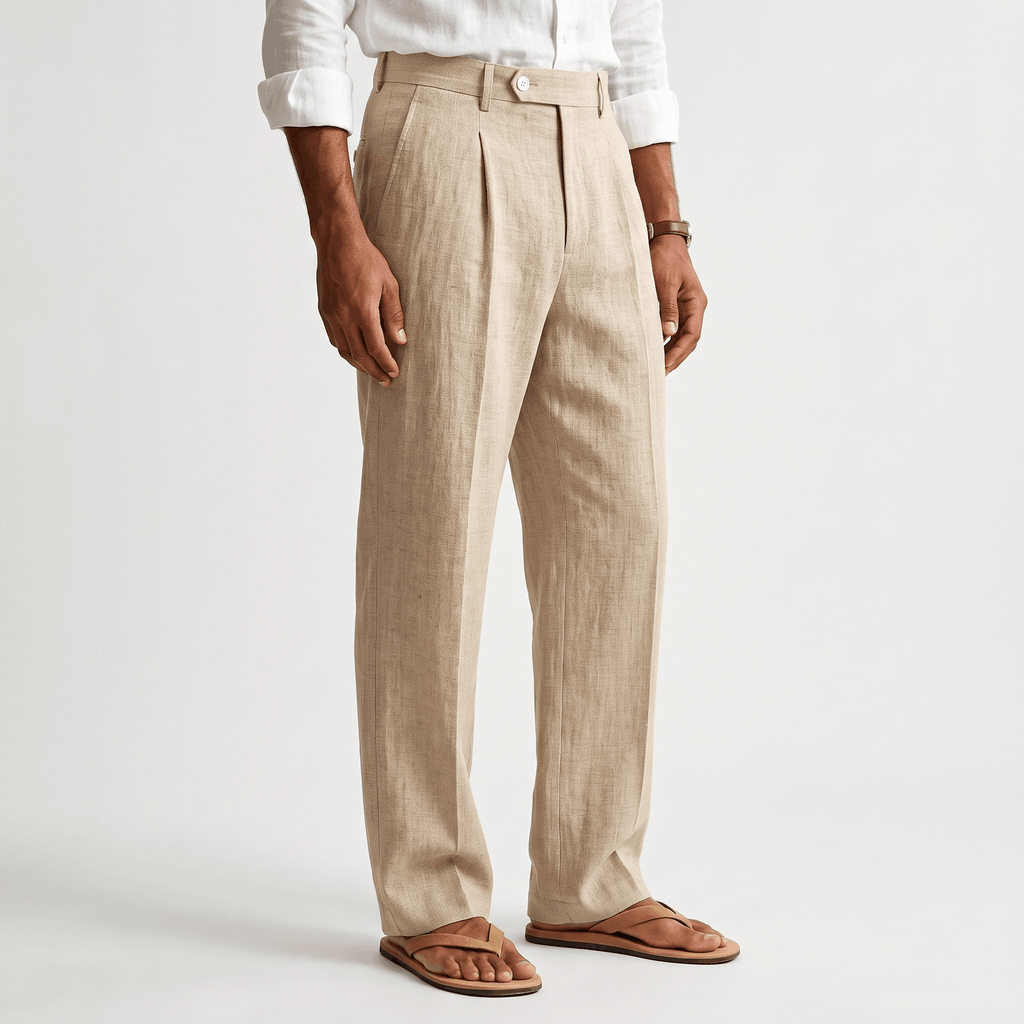 Darian Linen Pleated Pants – Relaxed Wide-Leg Fit
