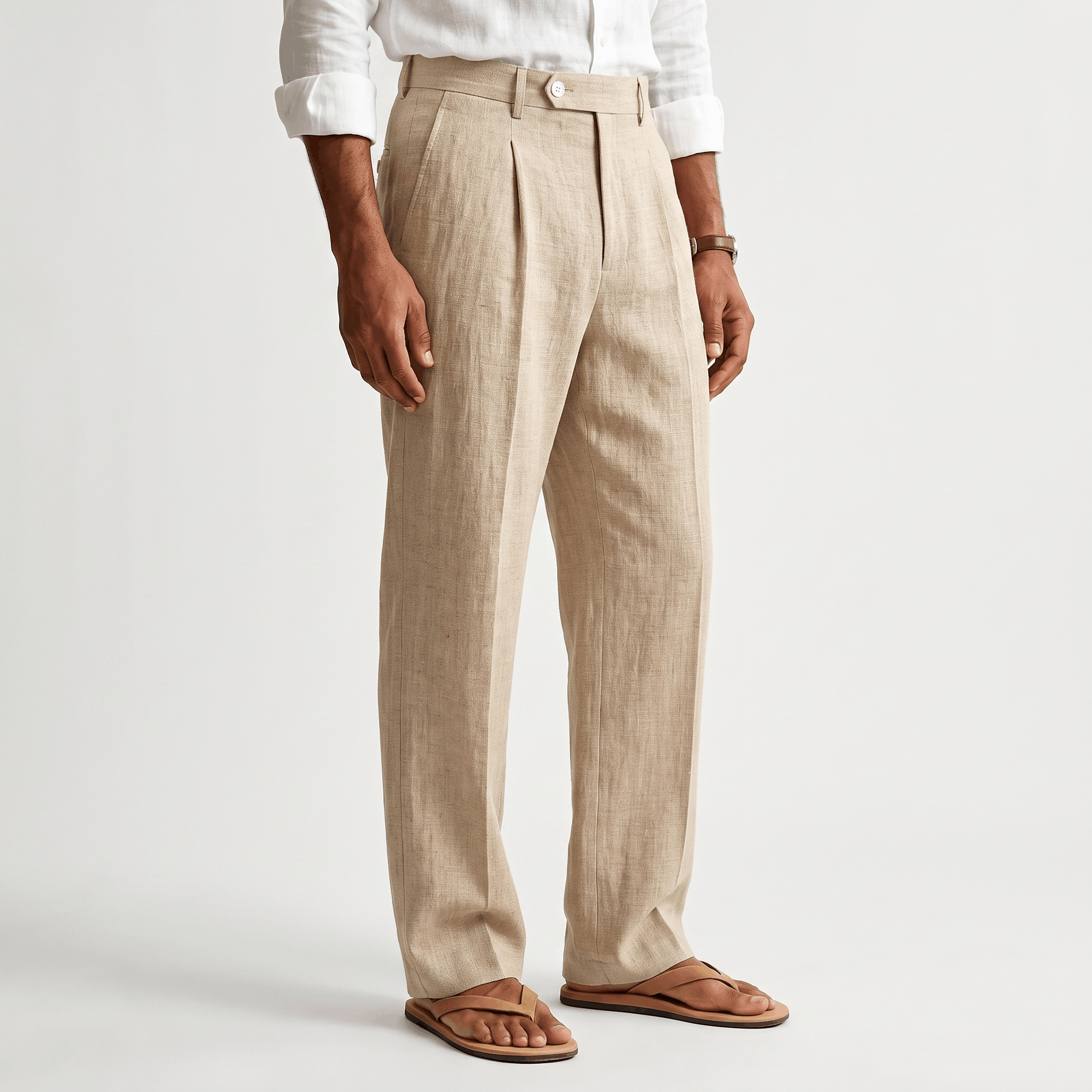 Darian Linen Pleated Pants – Relaxed Wide-Leg Fit
