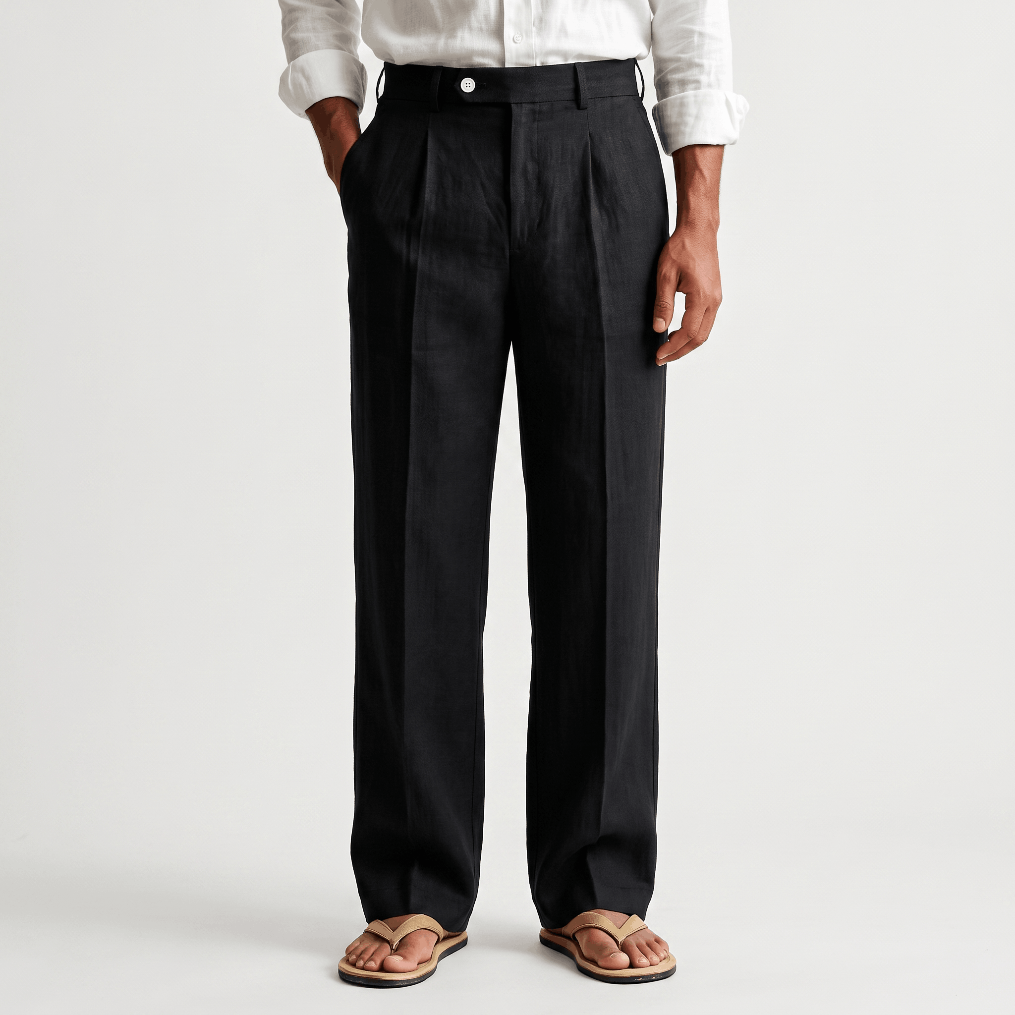 Darian Linen Pleated Pants – Relaxed Wide-Leg Fit