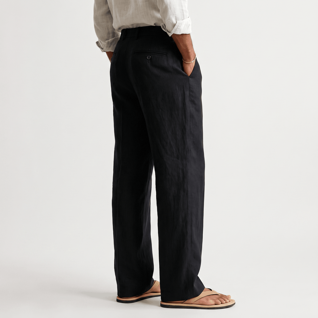 Darian Linen Pleated Pants – Relaxed Wide-Leg Fit