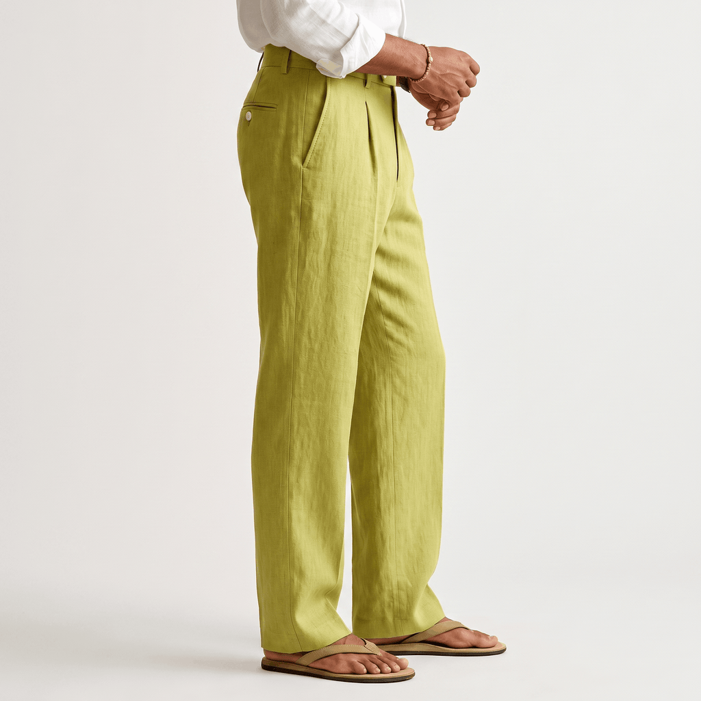 Darian Linen Pleated Pants – Relaxed Wide-Leg Fit