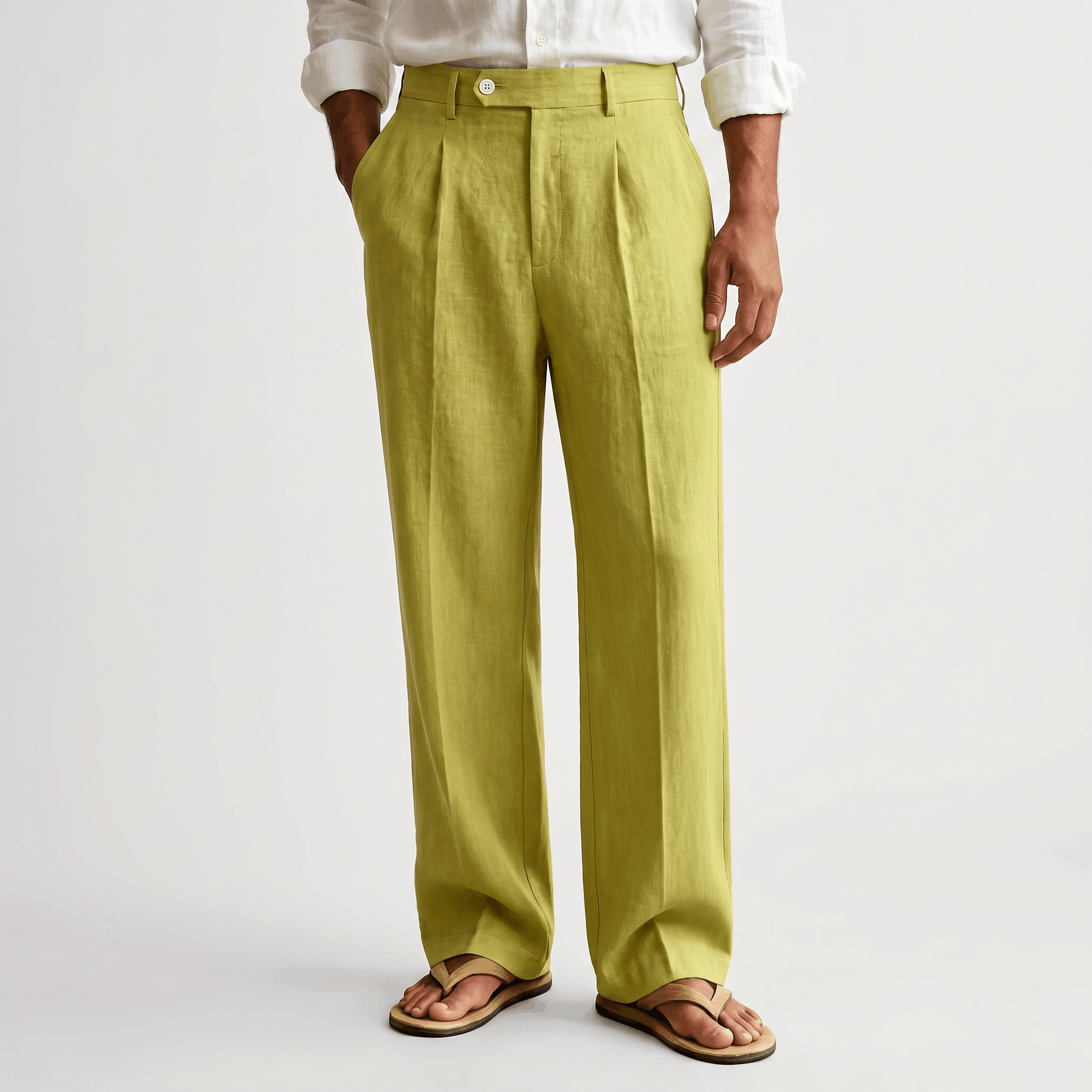 Darian Linen Pleated Pants – Relaxed Wide-Leg Fit