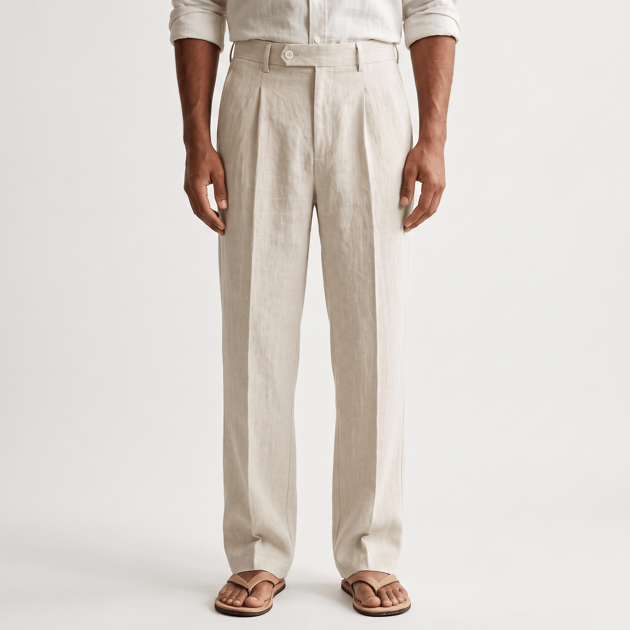 Darian Linen Pleated Pants – Relaxed Wide-Leg Fit