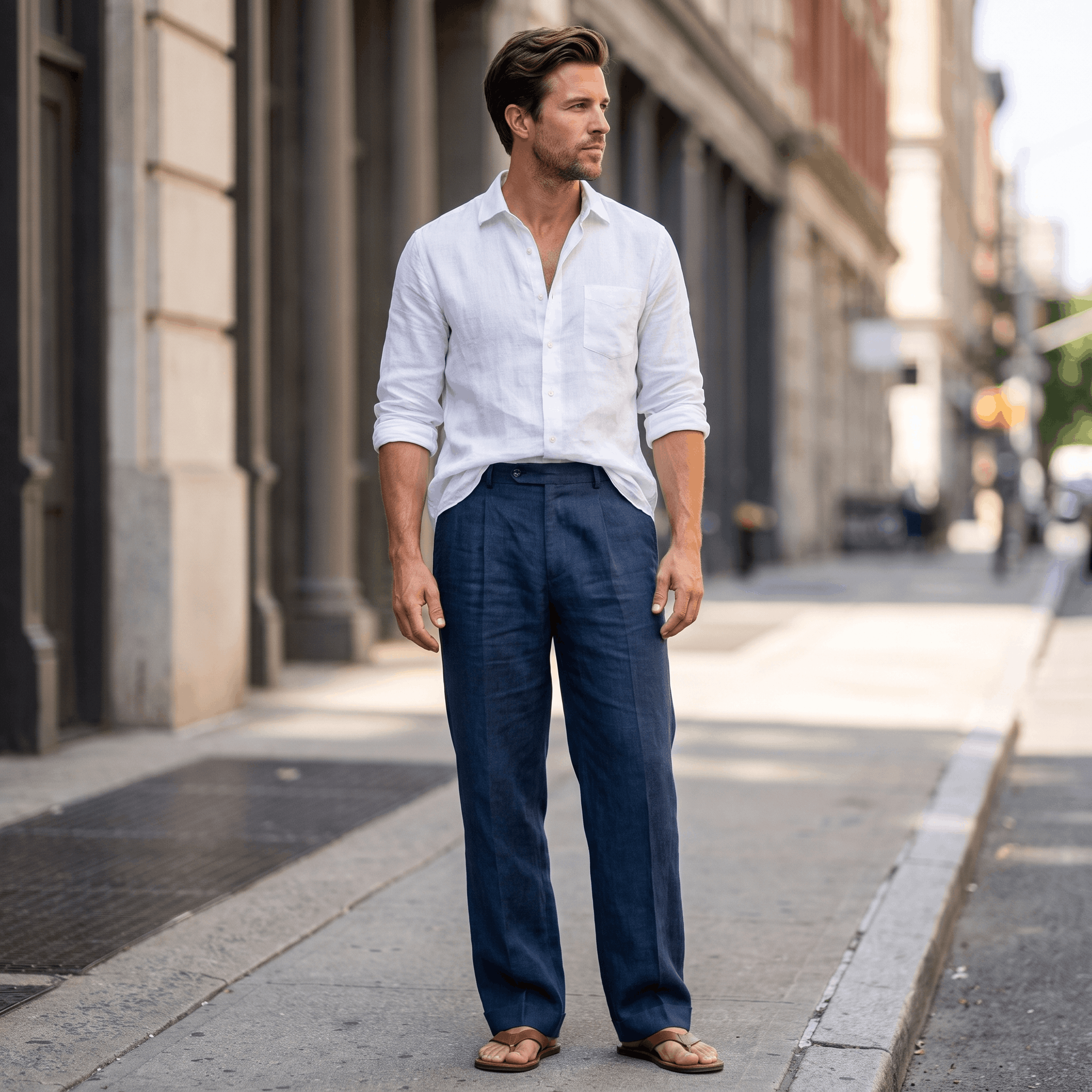 Darian Linen Pleated Pants – Relaxed Wide-Leg Fit