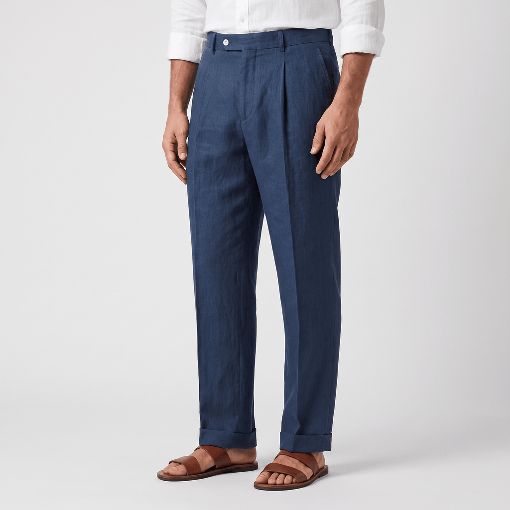 Darian Linen Pleated Pants – Relaxed Wide-Leg Fit