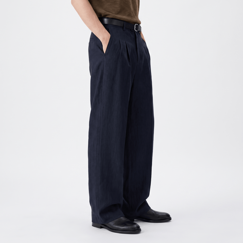Jovito Linen Wide-Leg Pants – Relaxed Pleated Fit Trousers