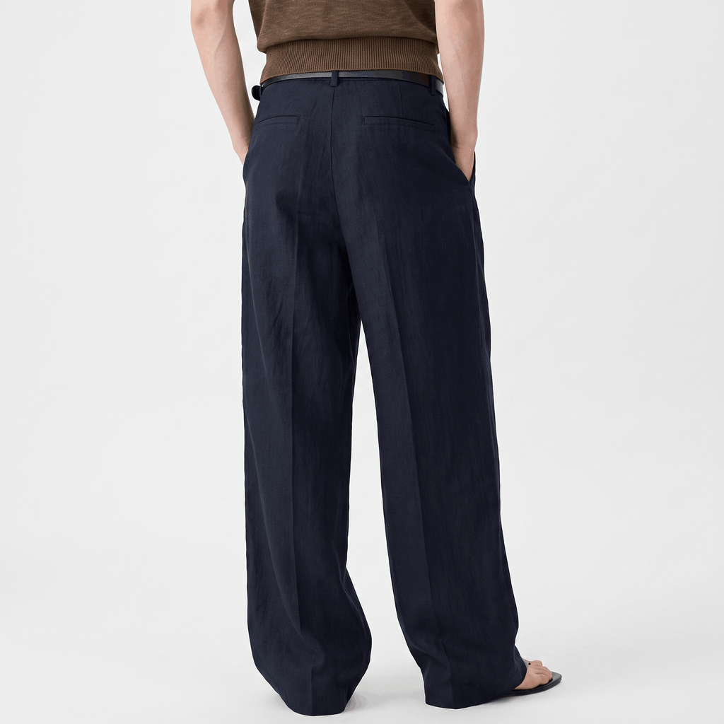 Jovito Linen Wide-Leg Pants – Relaxed Pleated Fit Trousers