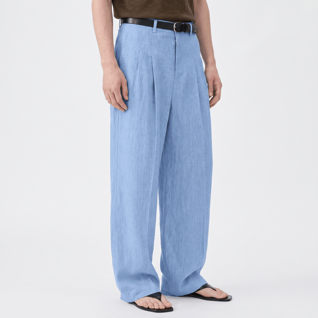 Jovito Linen Wide-Leg Pants – Relaxed Pleated Fit Trousers