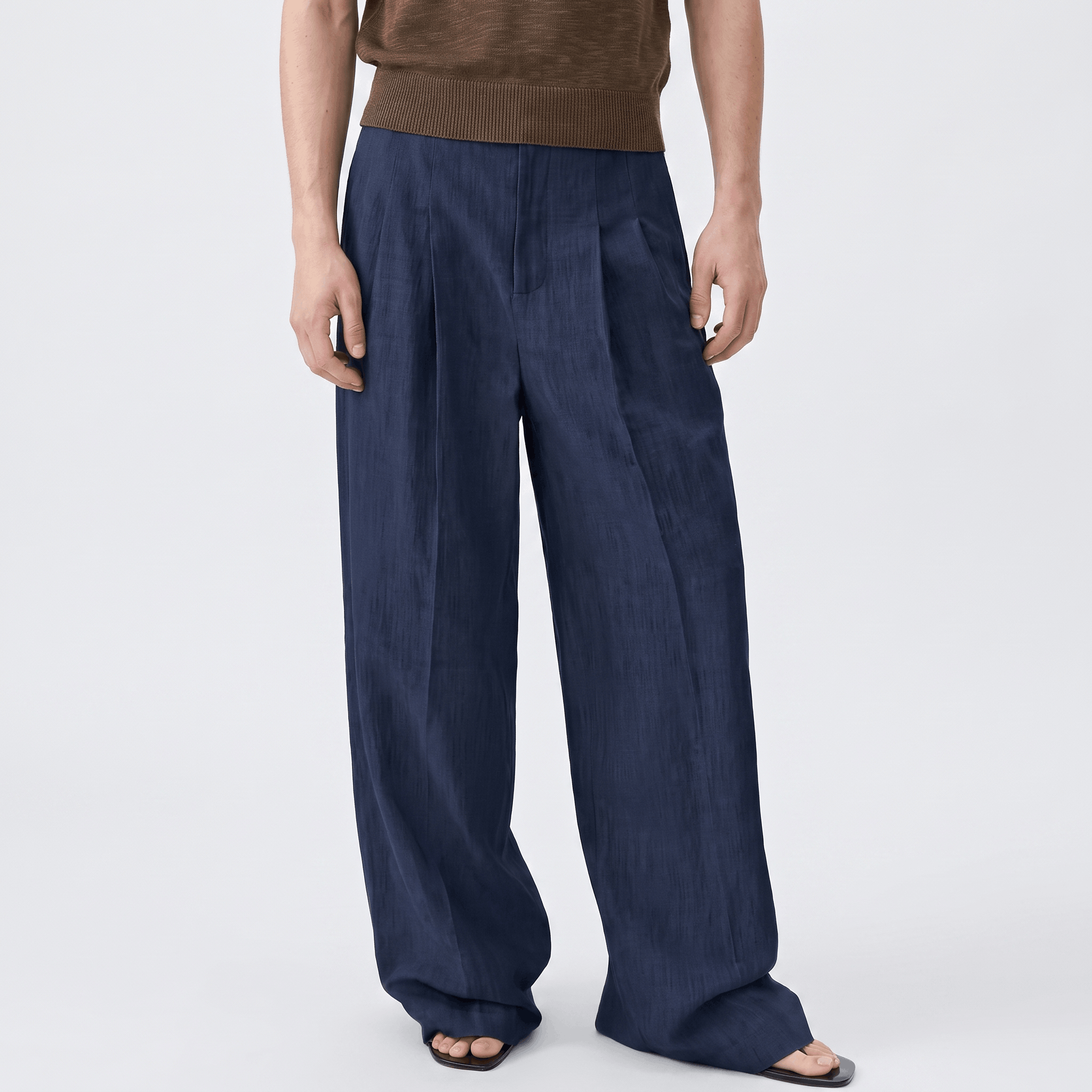 Jovito Linen Wide-Leg Pants – Relaxed Pleated Fit Trousers