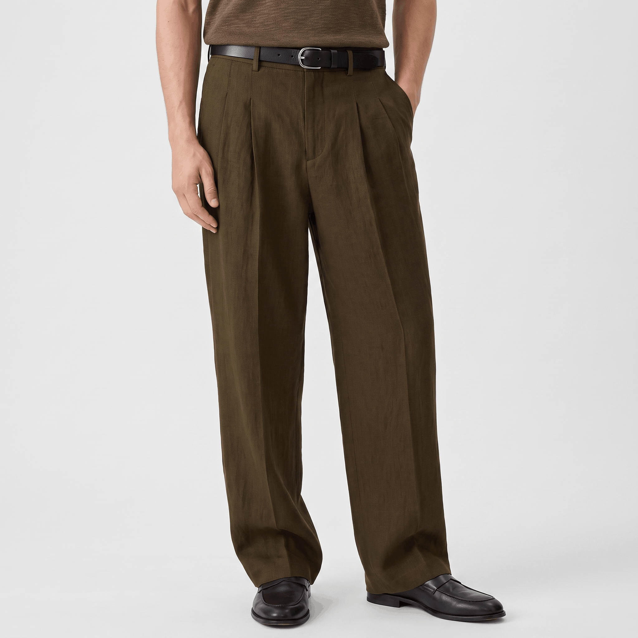Jovito Linen Wide-Leg Pants – Relaxed Pleated Fit Trousers