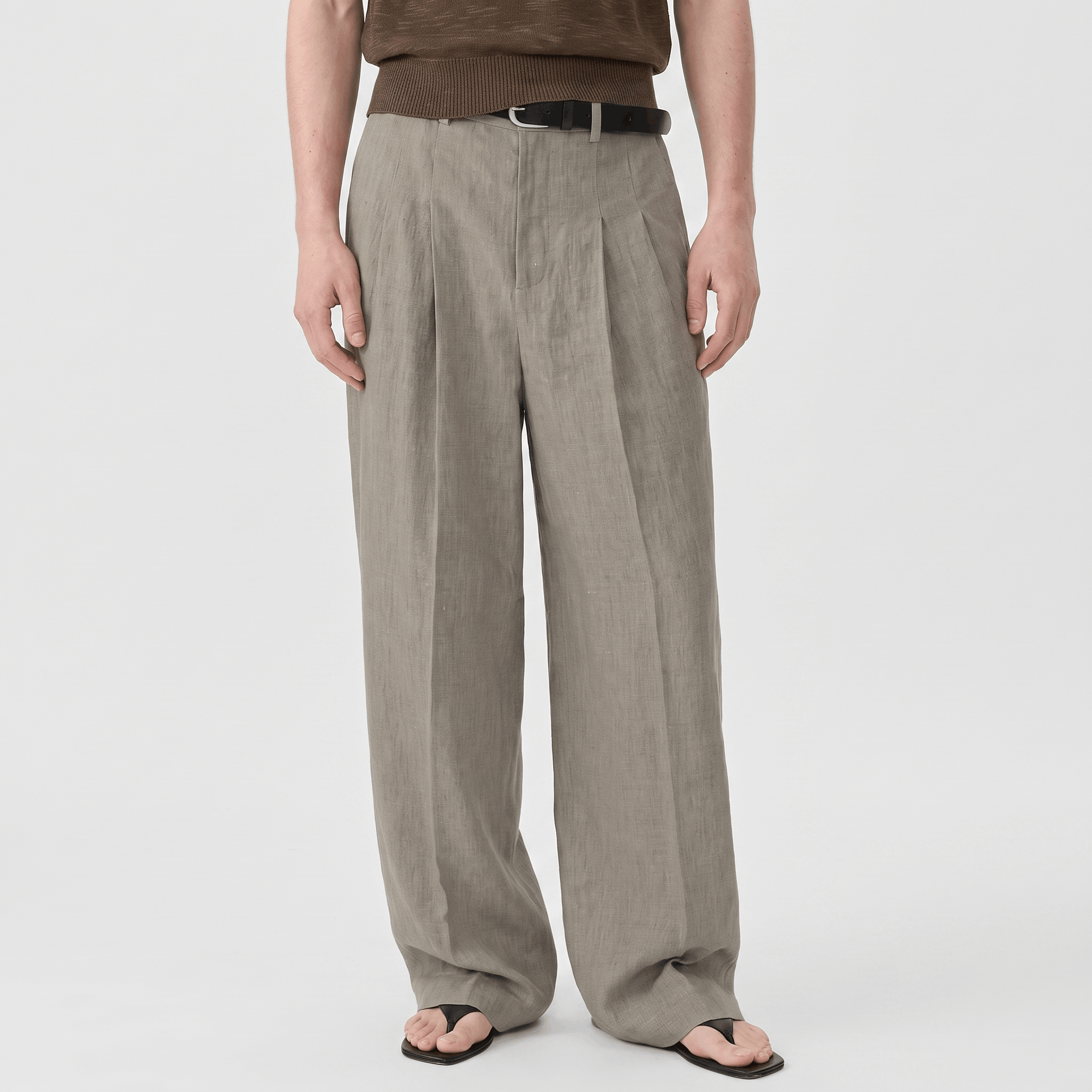 Jovito Linen Wide-Leg Pants – Relaxed Pleated Fit Trousers