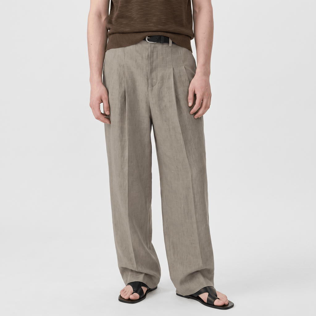 Jovito Linen Wide-Leg Pants – Relaxed Pleated Fit Trousers