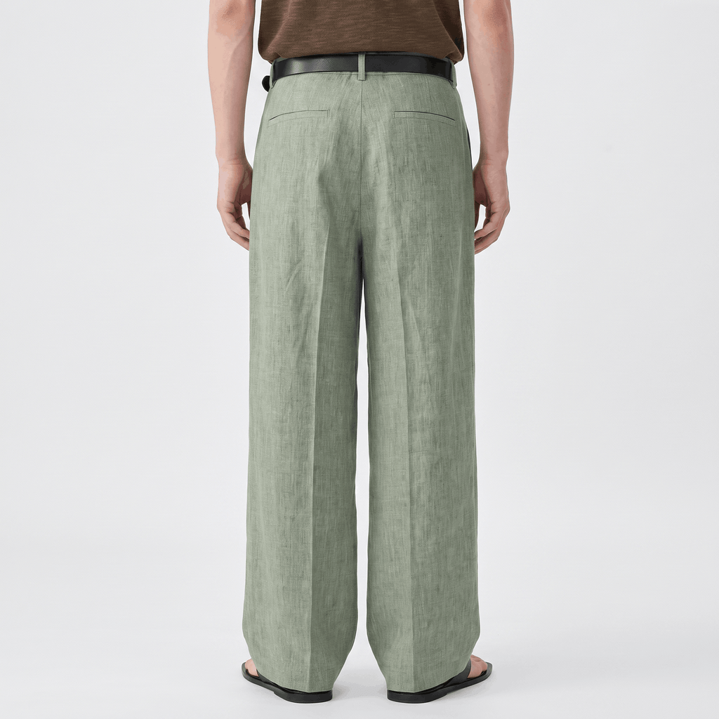 Jovito Linen Wide-Leg Pants – Relaxed Pleated Fit Trousers