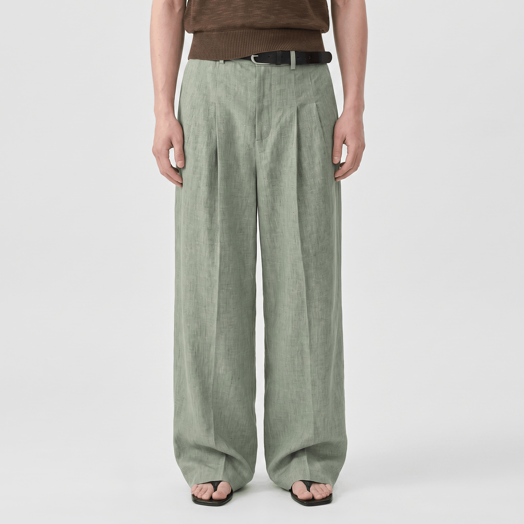 Jovito Linen Wide-Leg Pants – Relaxed Pleated Fit Trousers