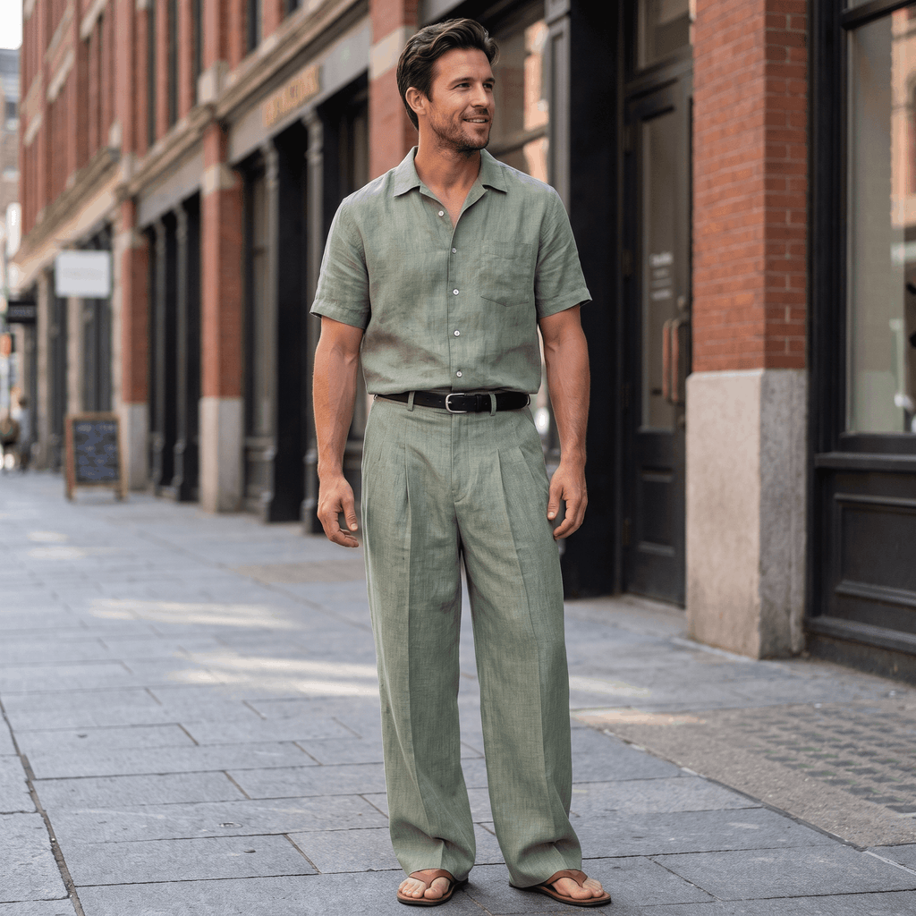 Jovito Linen Wide-Leg Pants – Relaxed Pleated Fit Trousers