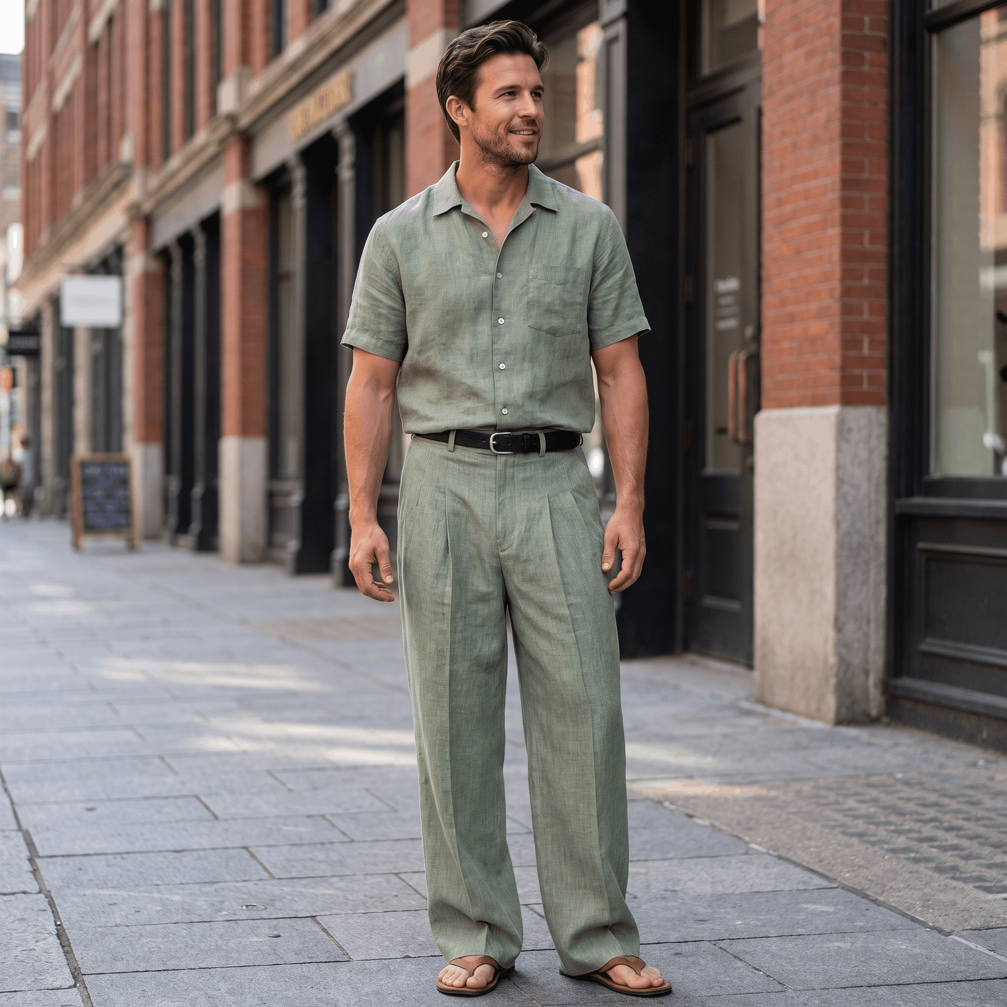 Jovito Linen Wide-Leg Pants – Relaxed Pleated Fit Trousers