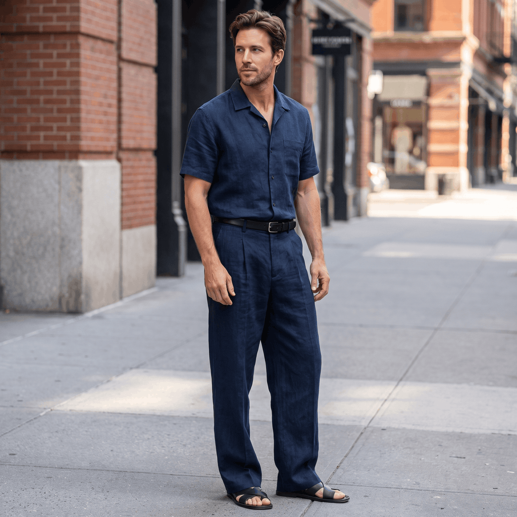 Jovito Linen Wide-Leg Pants – Relaxed Pleated Fit Trousers