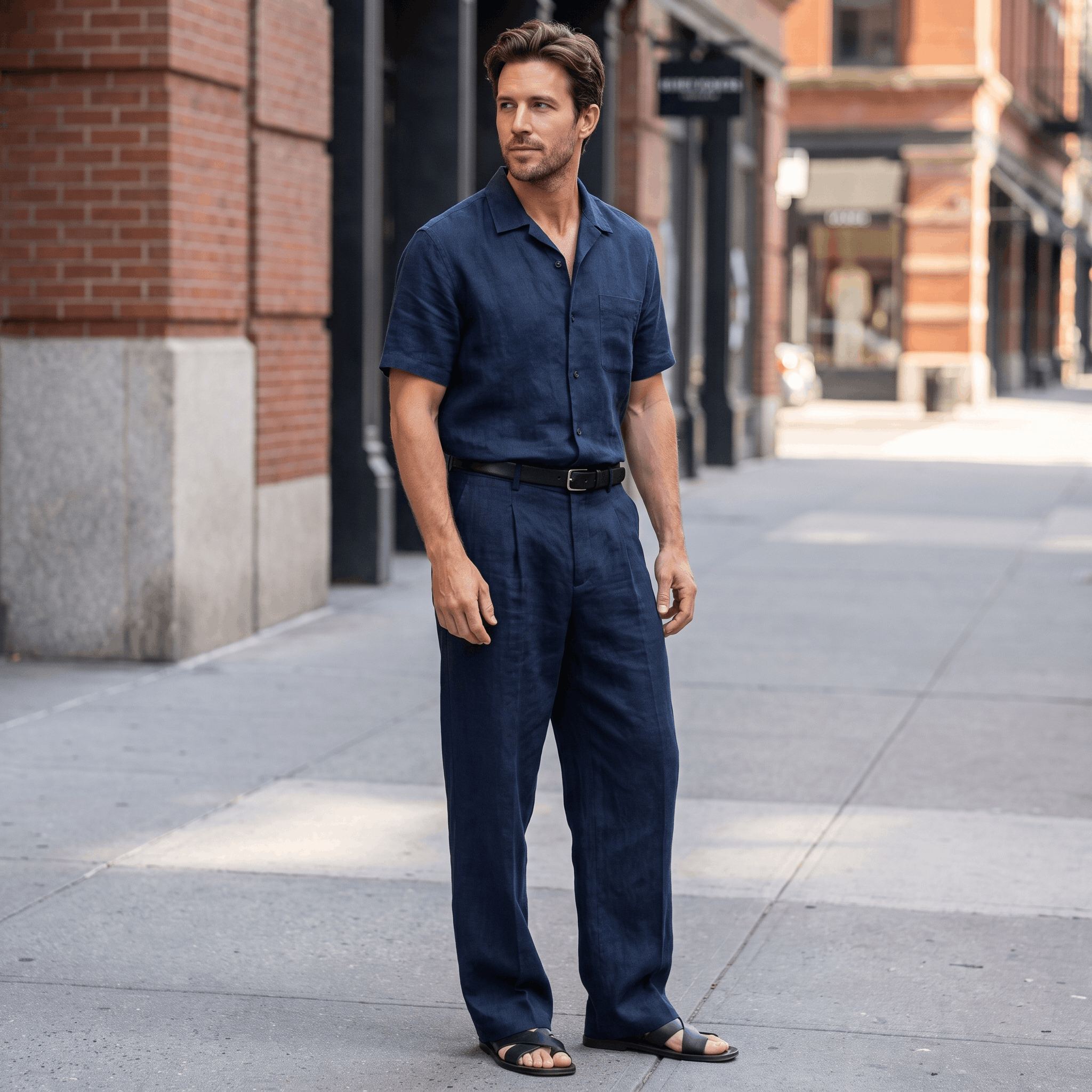 Jovito Linen Wide-Leg Pants – Relaxed Pleated Fit Trousers