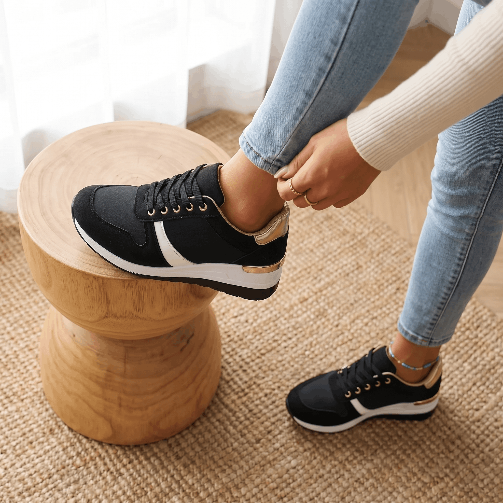 Aria Mesh Suede Sneakers – Lace-Up Hidden-Wedge Cushioned Trainers
