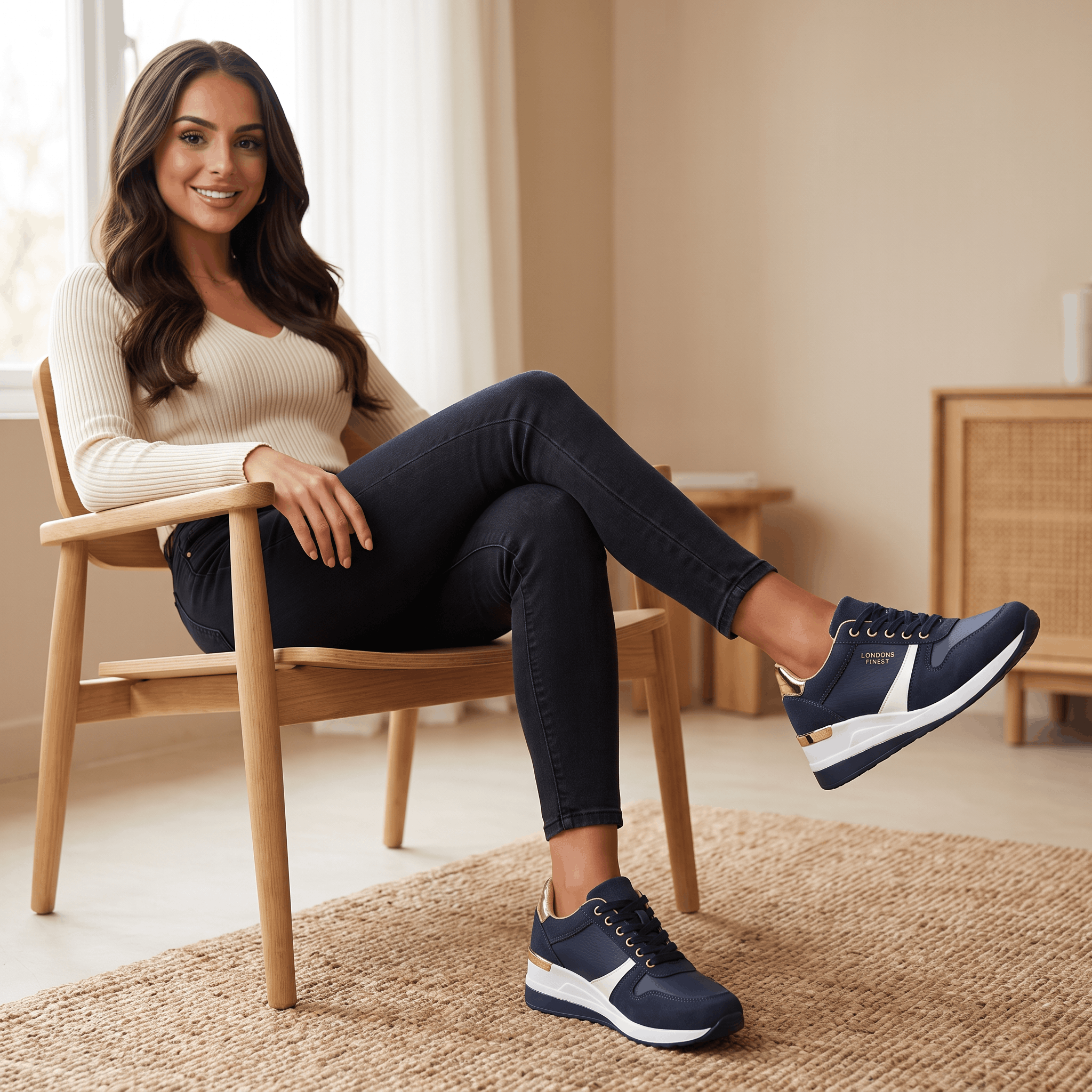 Aria Mesh Suede Sneakers – Lace-Up Hidden-Wedge Cushioned Trainers
