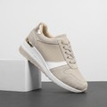 Aria Mesh Suede Sneakers – Lace-Up Hidden-Wedge Cushioned Trainers