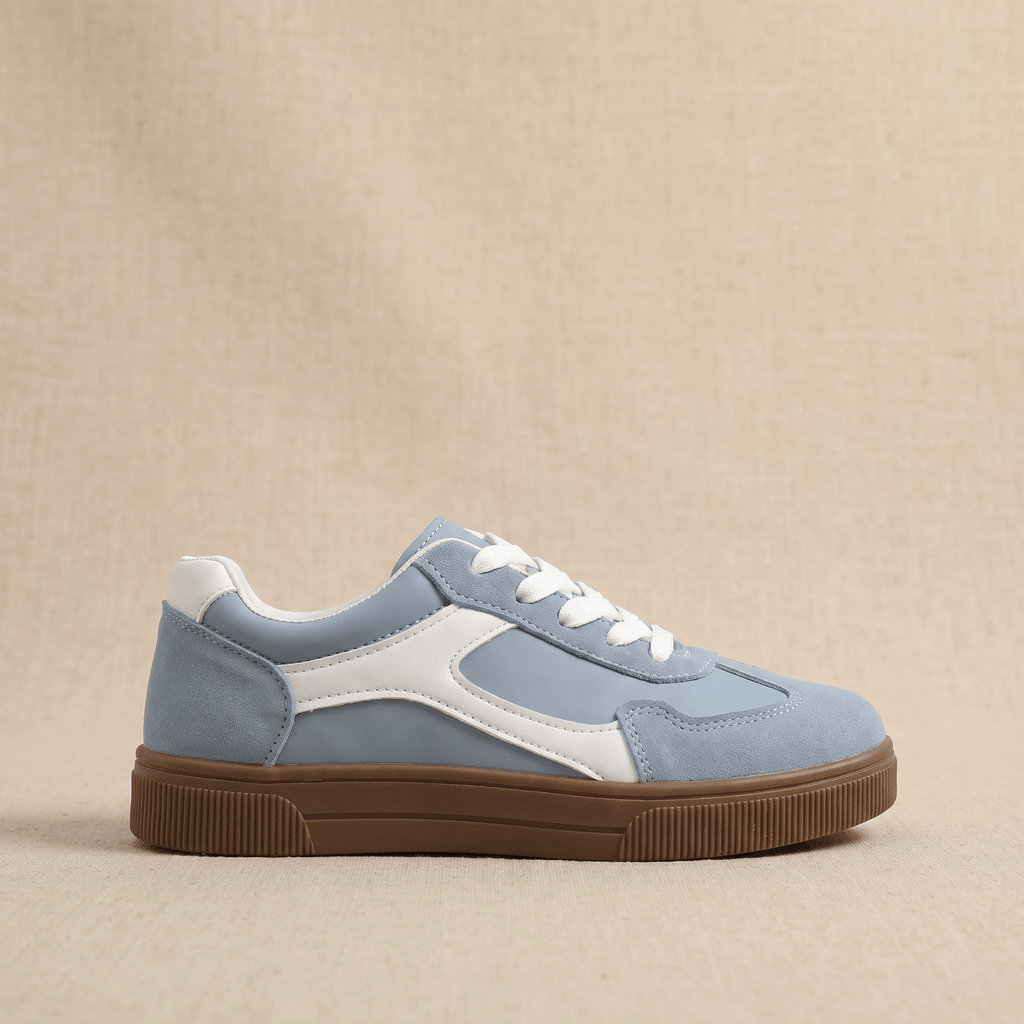 Kayla Panel Suede Sneakers – Low-Top Two-Tone Cushioned Trainers