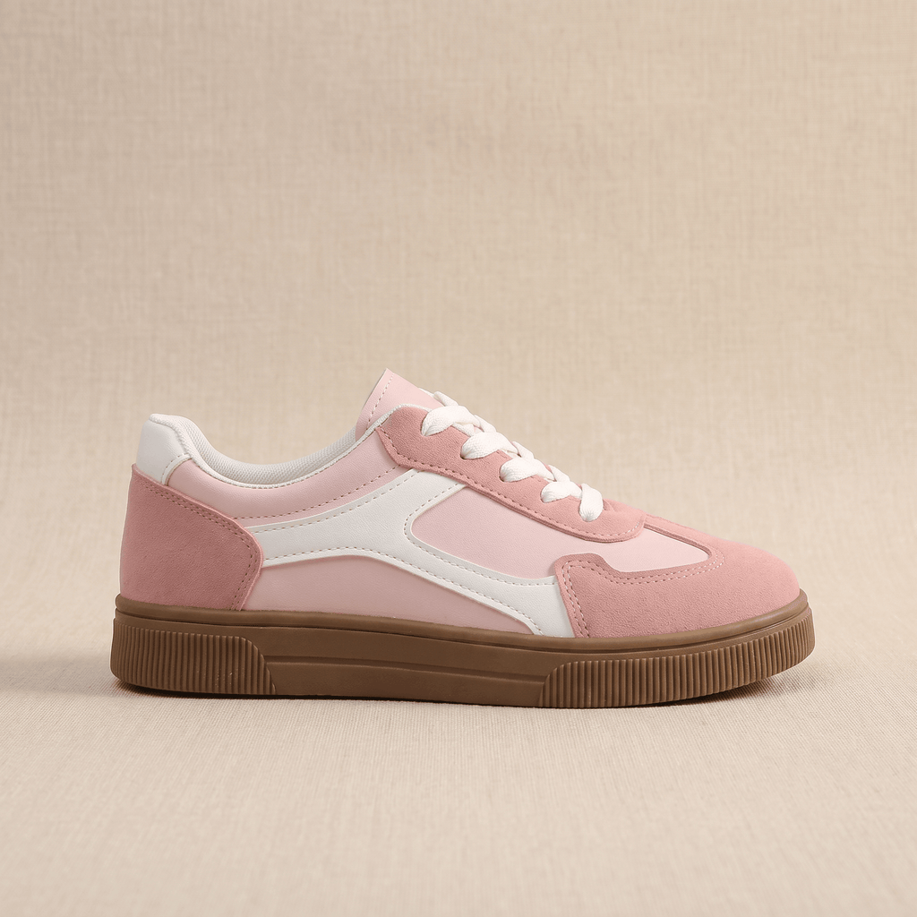 Kayla Panel Suede Sneakers – Low-Top Two-Tone Cushioned Trainers